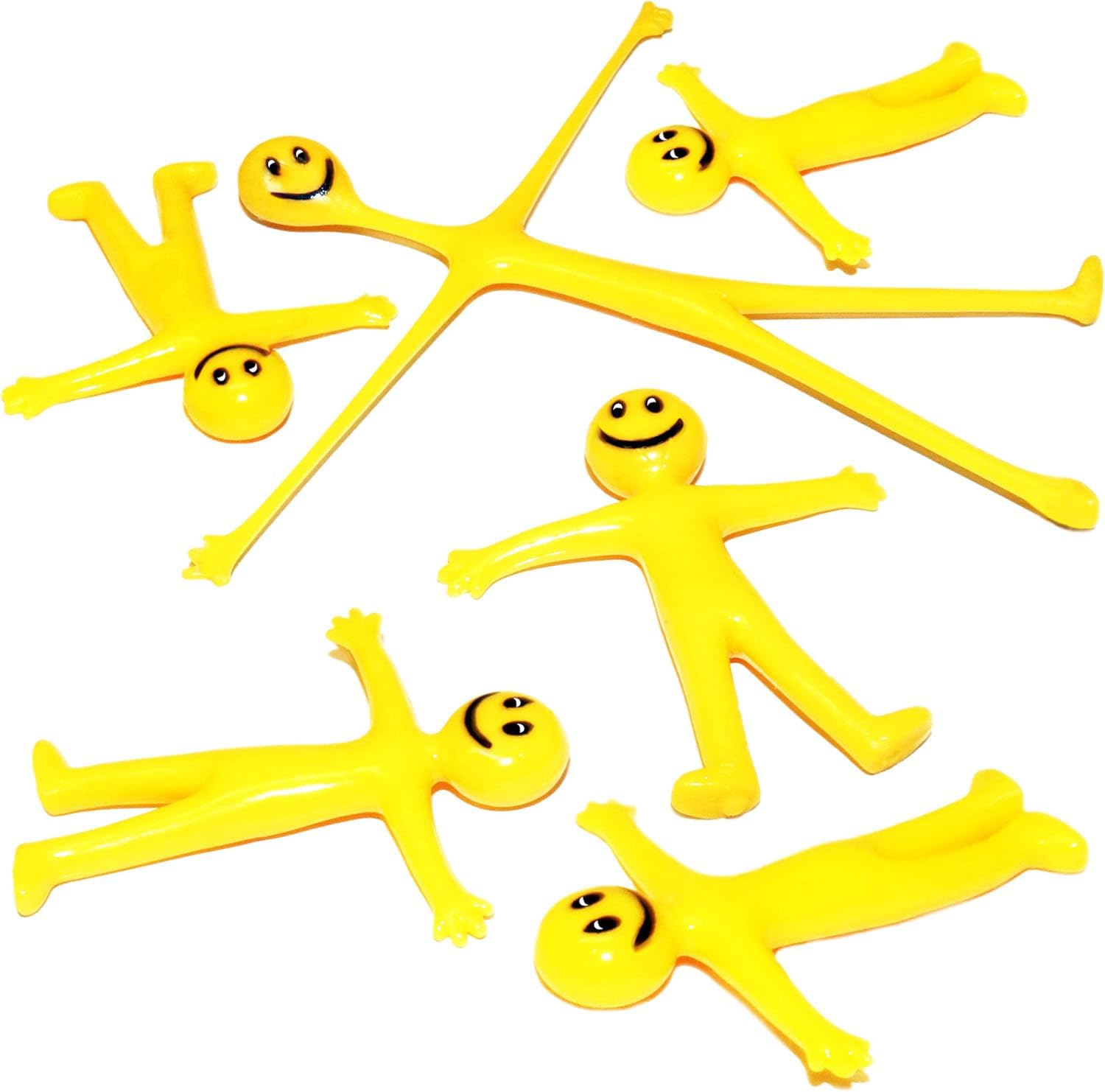 200Pk Yellow Stretchy Men Party Bag Fillers for Kids Birthday Party Unisex Strechy Smile Men Toys Ideal for Classroom Gifts Lucky Dip Prizes Giveaways Pinata Stocking Favours for Boys & Girls