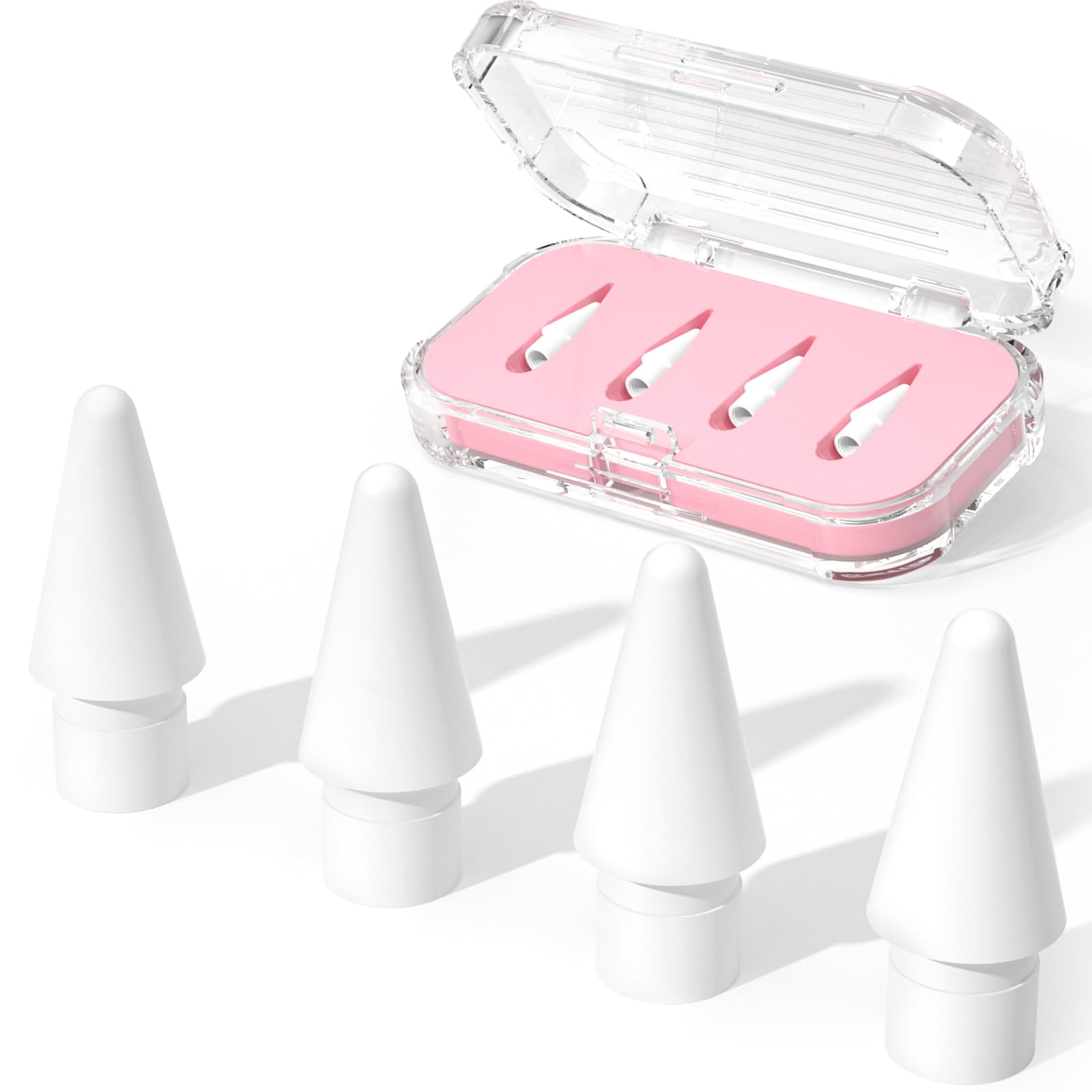 JOOSKO Replacement Pencil Tips for Apple Pencil Pro/USB-C/2nd Gen/1st Gen Tips(with Storage case),wear-Resistant Tips for iPad Pencil Accessories (4 Pack,Pink)