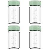 Breastmilk Storage Bottles Collection Bottles, 6oz Wide-Neck Breast Milk Container Compatible for Spectra S1 S2 SG Motif Luna Breast Pumps, Fit for Momcozy Breast Milk Cooler & Fridge, 4 Packs