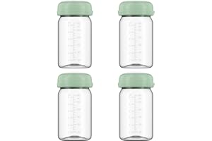 BDICOVE Breastmilk Storage Bottles Collection Bottles, 6oz Wide-Neck Breast Milk Container Compatible for Spectra S1 S2 SG Motif Luna Breast Pumps, Fit for Momcozy Breast Milk Cooler & Fridge, 4 Packs