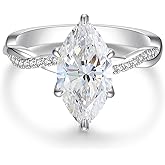 LOIPURI 4CT Marquise Cut Moissanite Engagement Ring for Women, Moissanite Wedding Rings 14K Gold/White Gold Plated, Promise Travel Band for Anniversary, Size 5-10