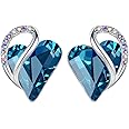 Leafael Infinity Love Heart Birthstone Crystal Stud Earrings for Women, Silver Tone Fashion Statement Jewelry, Holiday Birthday Gifts for Mother Daughter Wife Mom Sister Her