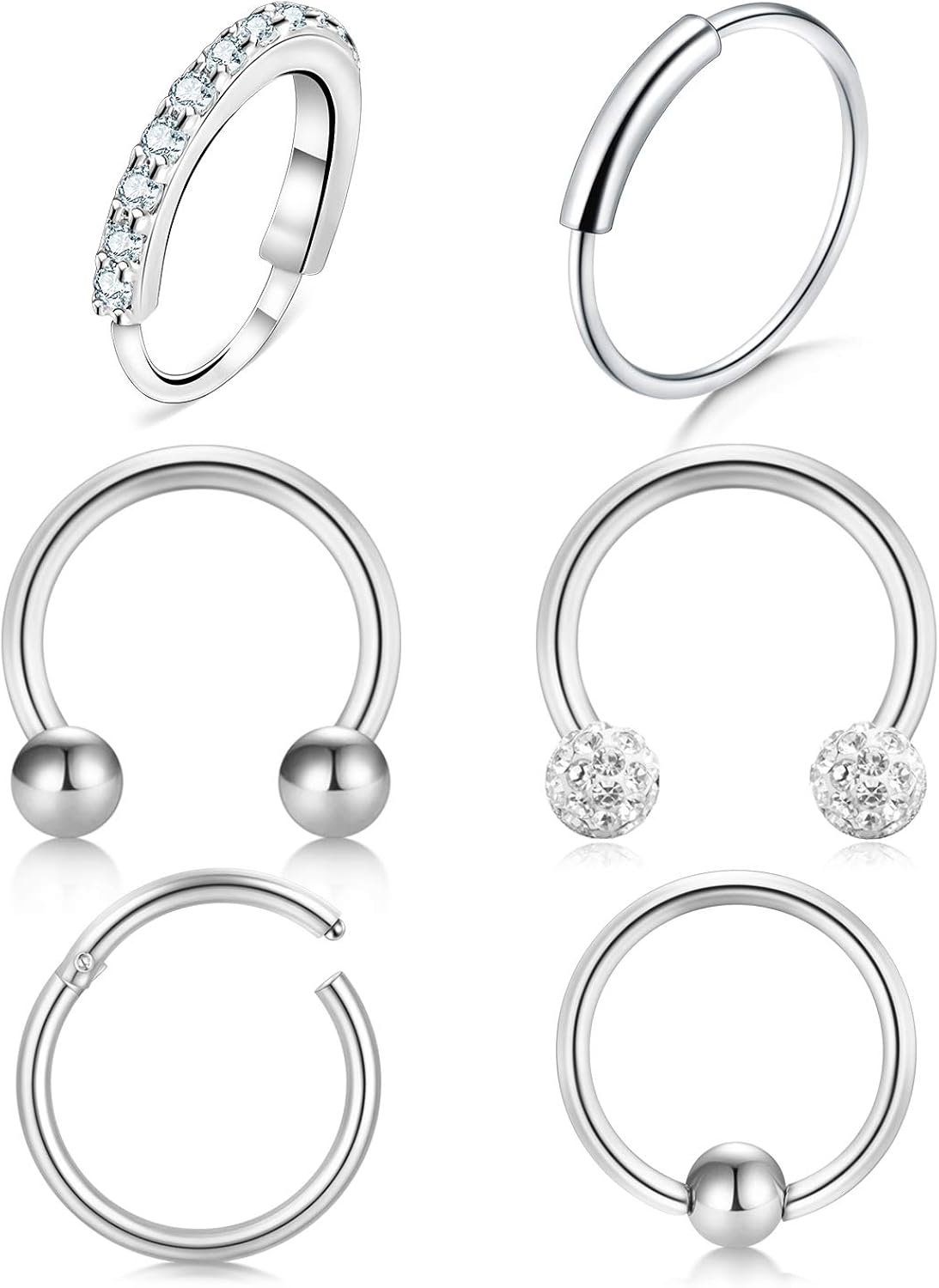 MODRSA Piercing Set 20G - Tragus, Conch, Helix Piercings In Silber