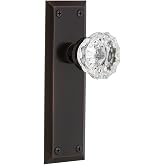 Nostalgic Warehouse New York Plate Passage Crystal Glass Door Knob in Timeless Bronze