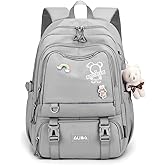 LANSHIYA School Bags for Girls,Elementary Middle School Students Bookbag, Kids Backpack with Pendent&Pins Outdoor Backpacks for Girls