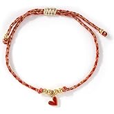 Ustome Gold Plated Charm Red String Rope Seed Beaded Bracelets For Women, Handmade Boho Romantic Adjustable Braided Woven Christian Cross Heart Star Jewelry, Daily Vacation Party Friendship Gift