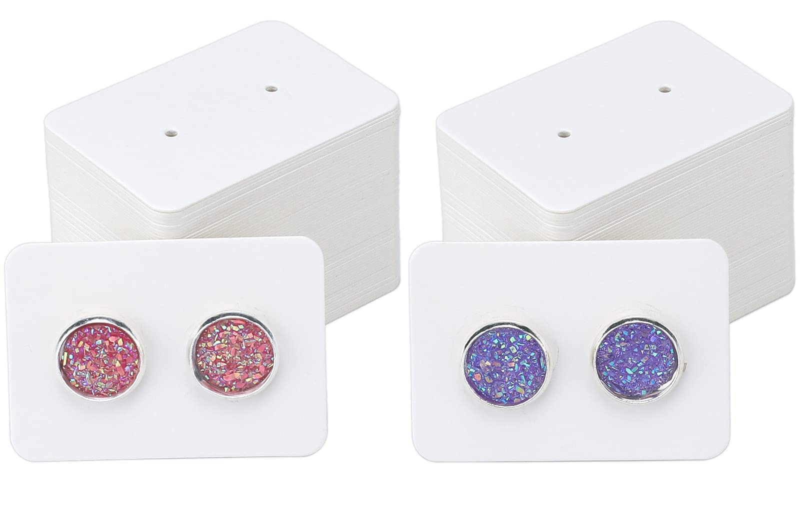 G2PLUS 200PCS White Earring Display Cards - Small Earring Card Holders - Jewellery Packaging Cards for Jewellery Making Storage & Disply