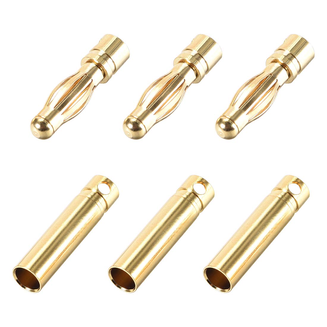 sourcing map 4mm Male and Female Banana Speaker Plug Cable Connectors Gold Tone Jack Connector 3 Pairs
