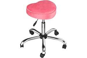 OmySalon Rolling Stool with Wheels, Hydraulic Massage Chair, Heart-Shaped Adjustable Salon Stool, Swivel Stools for Hair Stylist, Vanity SPA, Bar, Barber, Home Office, Tattoo, Hot Pink
