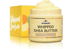 AKWAABA Whipped Shea Body Butter (Baby Powder Scent) - Moisturizes, Glows & Softens Skin | Natural Raw Shea Butter | For Dry Skin | 12 oz / 340 g