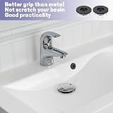 Bansusu 2Pcs Black Overflow Ring Sink Cover Round Bath Kitchen view 4