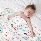 BelleStyle Muslin Swaddle 120x120 Bamboo Cotton 3 Pack Blue Whale Rainbow Horse view 2