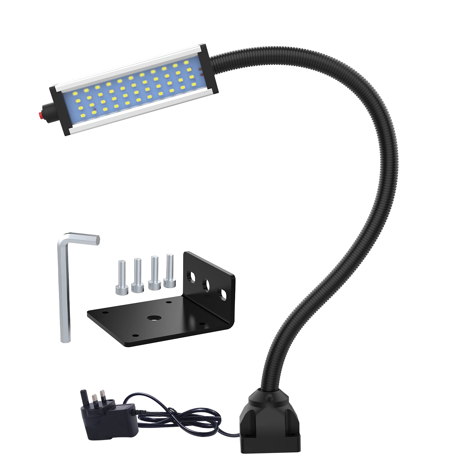 Gooseneck Mill LED Work Light IP66 Waterproof 800 Lumens 110V-240V 44Leds Screw Mount Flood Light for Machine Tool Milling and Workbench Lighting — image 1