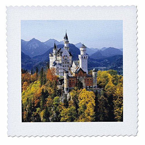 3dRose qs_81792_4 Neuschwanstein Castle, Bavaria, Germany EU10 RER0071 Ric Ergenbright Quilt Square, 12 by 12-Inch