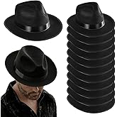 Funny Party Hats Black Fedora Gangster Hat Costume Accessory - Pack of 12