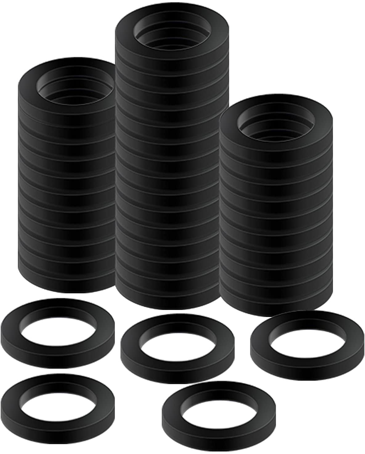 LUTER 40pcs Garden Hose Washers Rubber Washers Seals Ring Hose Gasket Fit All Standard 3/4inch (Black)