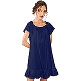 Nanxson Womens' Cotton Nightgown Short Sleeve Sleepwear Vintage Victorian Nightshirt Lounge Dress
