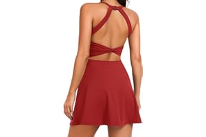 RAXNODE Women Tennis Golf Dress with Built-in Shorts and Bra-Workout Athletic Activewear for Exercise