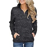 Artfish Women's Women Quarter Zip Casual Pullovers Lightweight Fleece Sweatshirts with Pockets
