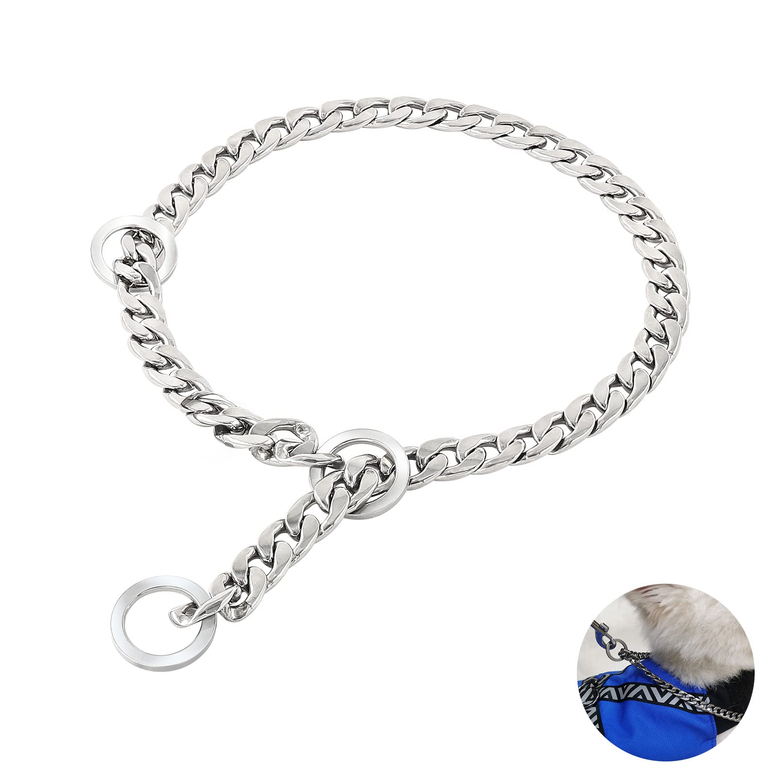 Dog Chain Collars Strong Durable 304 Stainless Steel Choke Collar for Small Medium Large Dogs for Training Walking (S)