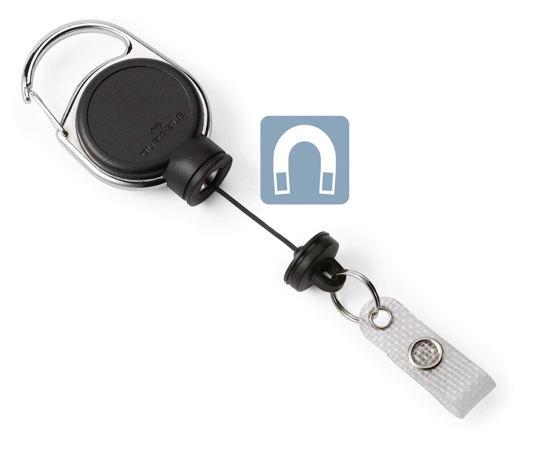 Durable 832910 Badge Reel Extra Strong for Heavy Card Holders or Keys Up to 300 g, 5 Pack, Black