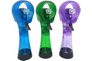 SEITG Portable Handheld Water Misting Fan Outdoor Carabiner Mini Fan Hand Atomizer for Summer Beach, Travel, Camping, BBQ and More Outdoor Activities (3 Piece Set) (Sky Blue/Green/Purple)