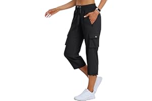 MoFiz Women's Cargo Capris Hiking Pants Lightweight Quick Dry Outdoor Athletic Travel Casual Loose Comfy Cute Pockets
