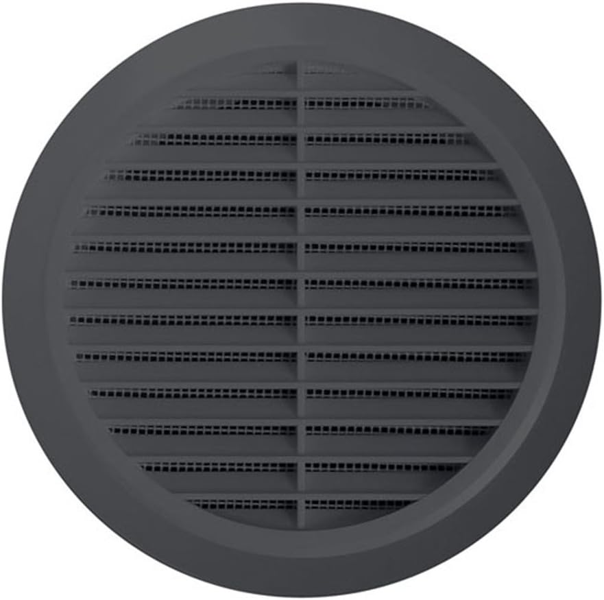 Awenta Round Wall Grille Cover 100mm Duct Grey with Fly Net T30GR