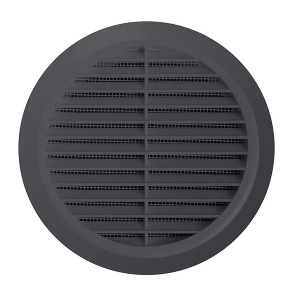 Round Circle Wall Grille Cover 100mm Duct, Grey with Fly net, Wall grilles(T30GR)
