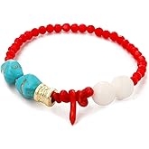 HETICA Irregular Turquoise Bracelet for Women Red Crystal Stretch Bracelets Jewelry