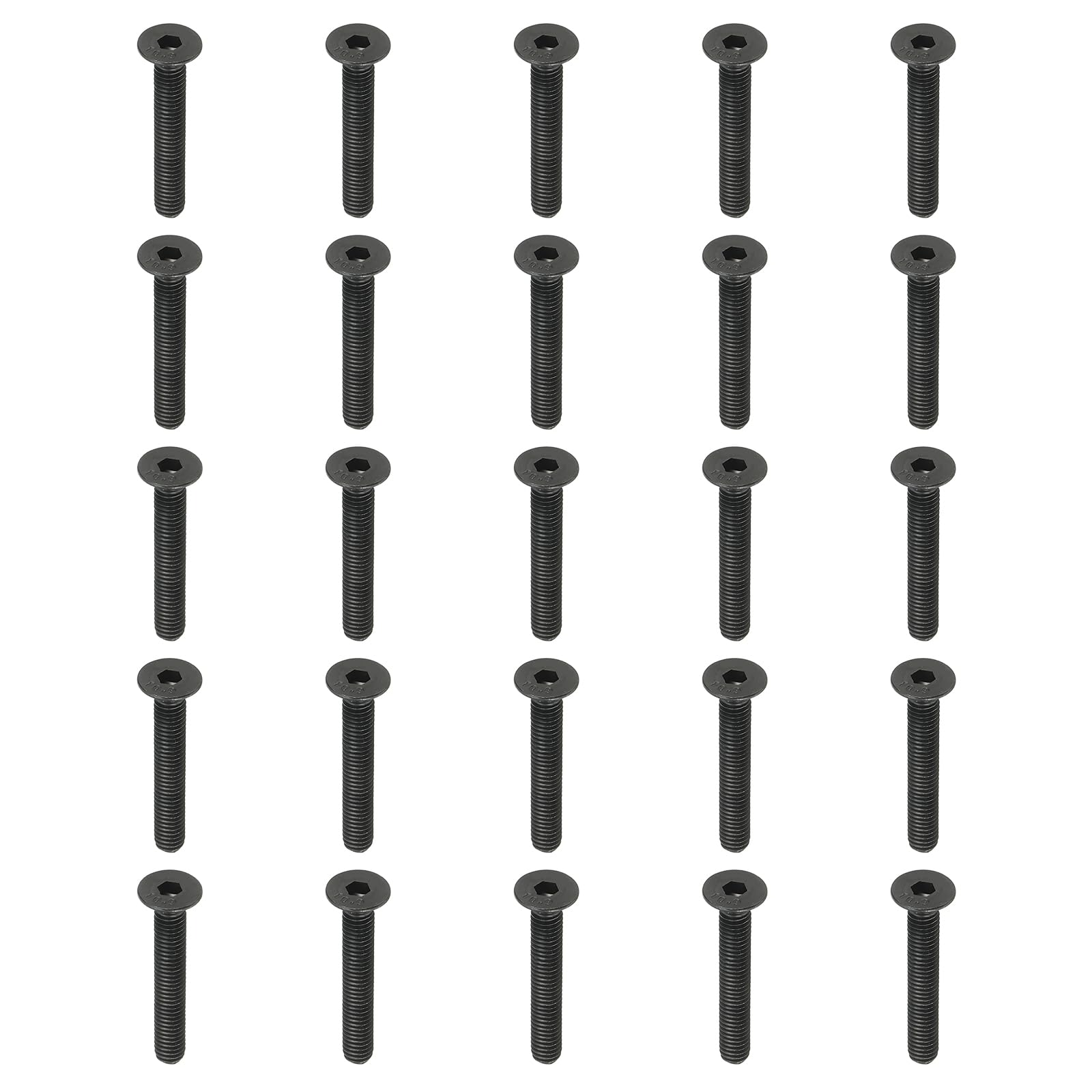 PATIKIL M6 x 40 mm Flat Head Socket Cap Screws, 20 Pack Flat Countersunk Bolts Medium Carbon Steel Hex Socket Drive Machine Screws Full Thread Black Oxide Grade 10.9