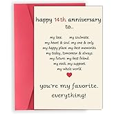 OJsensai Classy Heart 14th Anniversary Card for Him Her, Best 14 Years Marriage Aday Gifts for Husband Wife, Ivory Anniversary Card Gift
