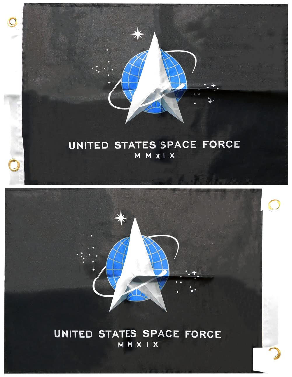 Photo 1 of Trade Winds United States Space Force MXXIX Black Premium Quality Heavy Duty Fade Resistant Double Sided 12x18 12''x18'' Rough Tex 68D Nylon Car Boat Flag Banner, Multi