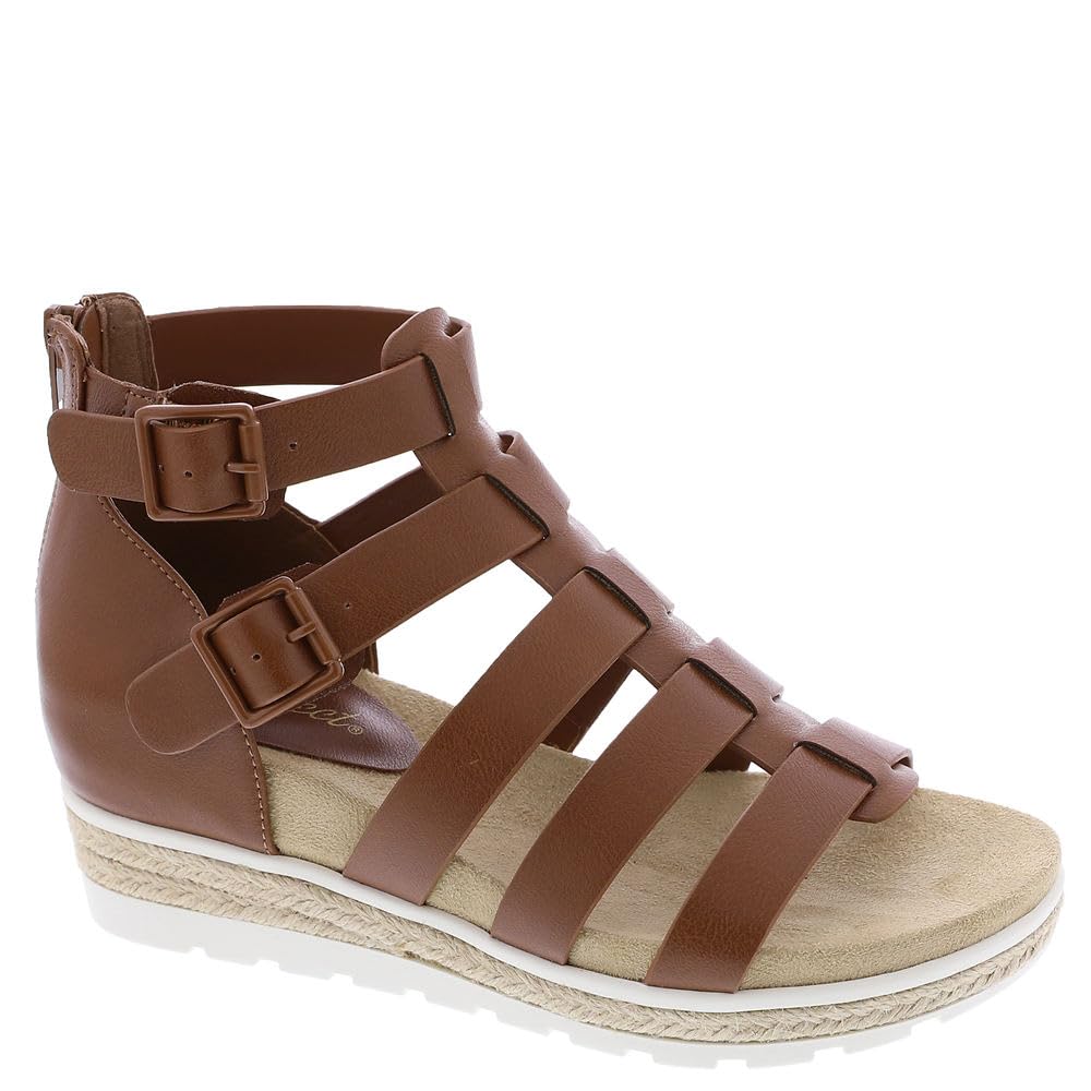 Easy Street Women’s Simone Wedge Sandal, Cognac, 8.5 Narrow