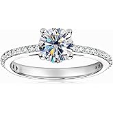 AOKSUNS Round Cut 1.25ct Solitaire Cubic Zirconia Engagement Rings, 14K White Yellow Gold Plated Half Eternity Rings Simulated Diamond CZ Halo Wedding Promise Ring for Her Wedding Bands for Women 5-8