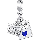 LSxAB Ship Travel Passport Charm for Pandora Bracelets and Necklace Pendant Dangle Birthday Charm for Women Birthday Gifts Jewelry