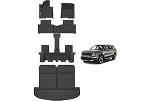 AIPOIL® Floor Mats & Cargo Liner Set for 2021-2025 Kia Sorento Hybrid & 2022-2025 Sorento Plug-in Hybrid 6/7 Passenger All Weather Protection Full Set Custom Car Mats Accessories - Black