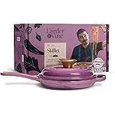 Chef Joe Sasto Small Skillet with Lid, Enameled Cast Iron, Small Frying Pan for Eggs, Omelets & Single Servings, Sweet Treats, Professional Cookware, Induction Compatible, Oven & Dishwasher Safe