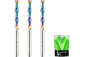 SHARPRO 1/8 Ball Nose CNC Router Bits 1/8 Inch Shank, Carbide Ballnose Up Cut Router Bit with Coated, End Mill for Wood, Aluminum, Engraving (3PCS)