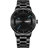 NIBOSI Watches for Men Quartz Analog Men's Watch Slim Minimalist Runway Plated Stainless Steel Watches