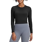 G4Free BareFeel Long Sleeve Workout Tops for Women Slim Athletic Gym Yoga Shirt Cropped Basic Tight Shirt