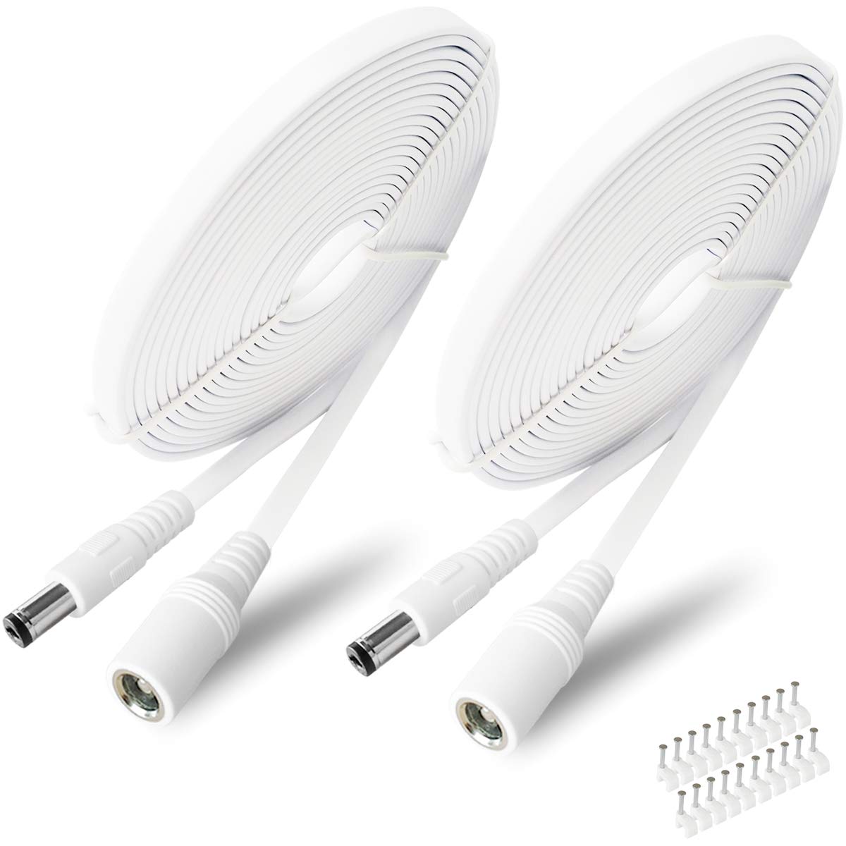 Photo 1 of 2 Pack 10FT DC Power Extension Cable 5.5mm x 2.1mm12v DC Extension Cord Power Adapter for CCTV Security Camera Surveillance IP Camera,LED Strip,24v 12 Volt Male to Female Plug Flat Cable