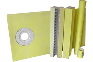 Profilitec Waterproof Shower Kit 32” x 60” Offset with 2” ABS Drain Kit and Brushed Aluminum Finish - 4" Grid (STC-SDKABS2V98