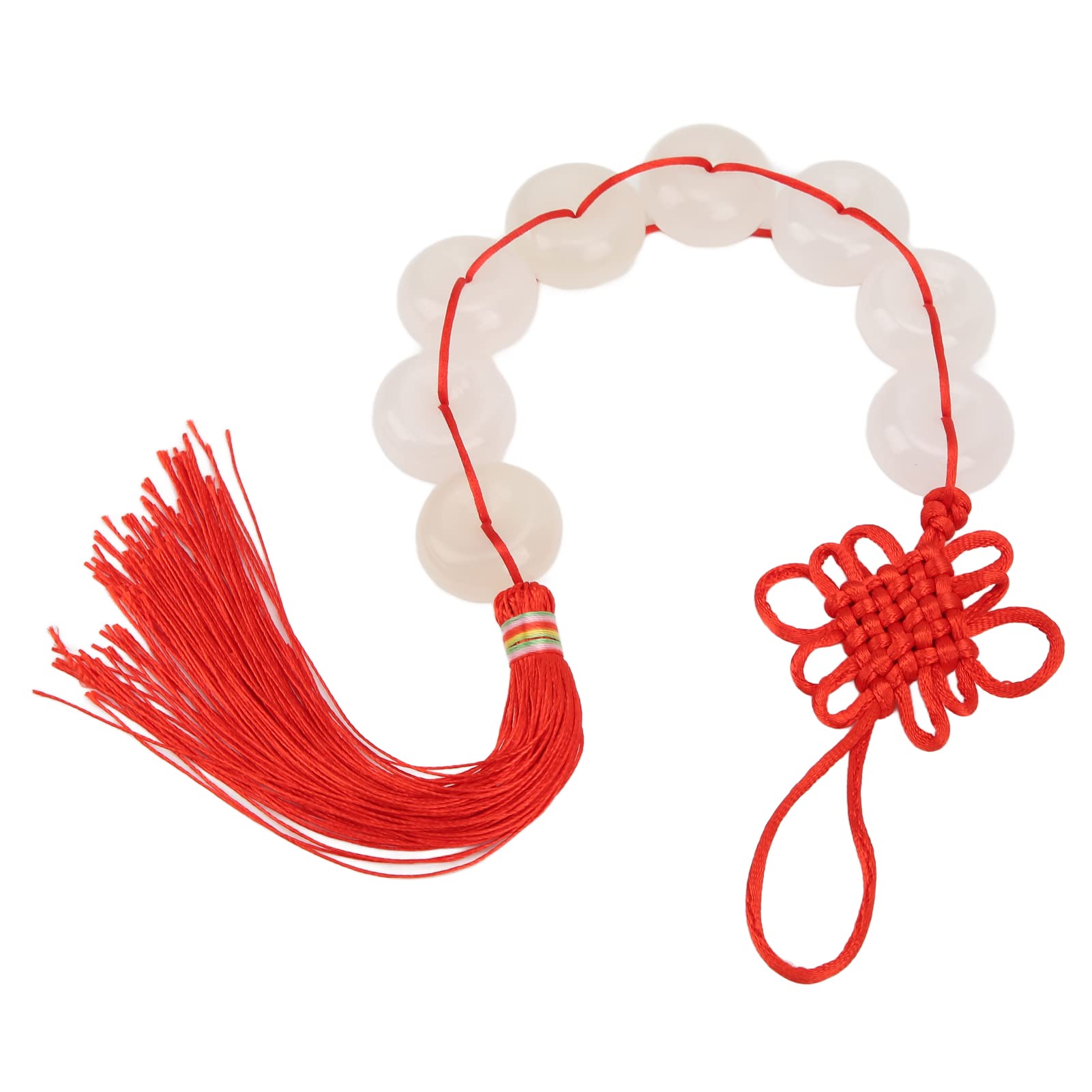 Red Handmade Buckle Tassel, White Jade Pendan Chinese Tassel Car Room Decoration Jade Peace Buckle Tassel Chinese knot