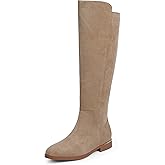 Modatope Knee High Boots Women Flat Rounded Toe Stretchy Boots Side Zipper Dress Tall Boot