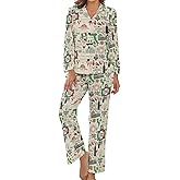 BAIKUTOUAN Theme Italian Cuisine Women's Pajamas Set Button Down Sleepwear PJ Set Loungewear Night Suit with Pocket