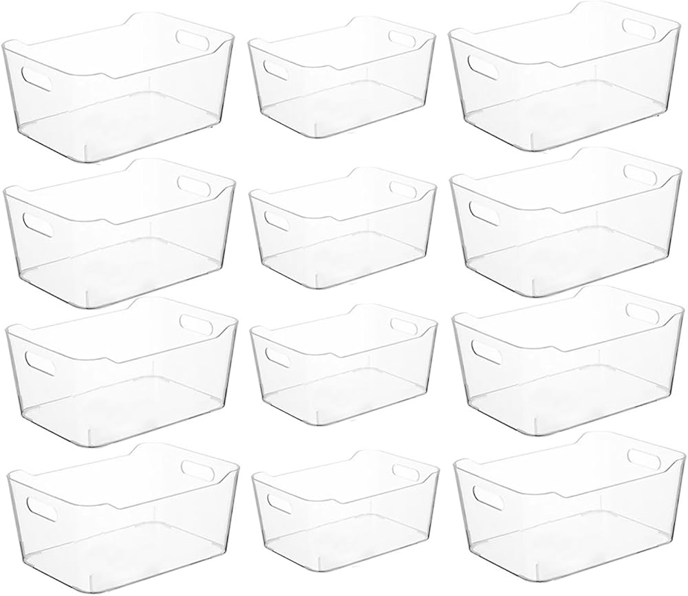 Grace Store 12Pcs Clear Storage Box Organisers Plastic Kitchen Bathroom Desk