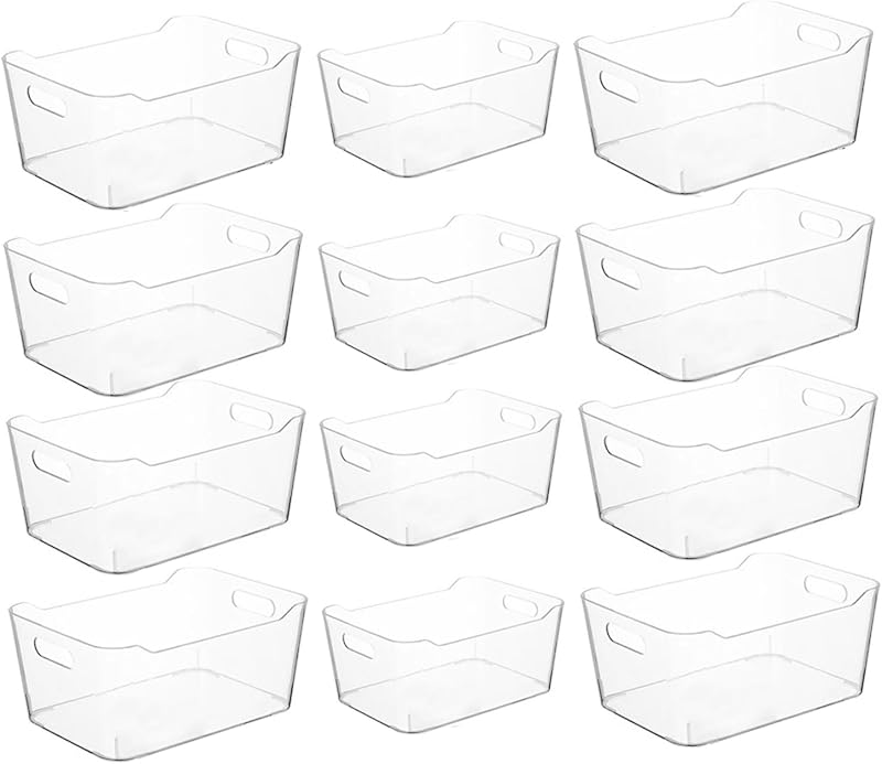 Grace Store 12Pcs Clear Storage Box Organisers Plastic Kitchen Bathroom Desk