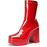 DREAM PAIRS Women's Platform Gogo Ankle Boots High Chunky Block Heel Square Toe Booties Shoes