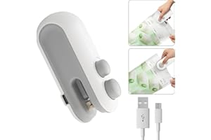 CDOUTSUN Mini Bag Sealer,2 in 1 Mini Bag Sealer and Cutter,Rechargeable Chip Bag Sealer,Sealer Machine,Bag Sealer for Snack,Sealing Machine for Plastic Bags Snack Bags, white